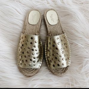 Gold Slip on ,peep toe, slides